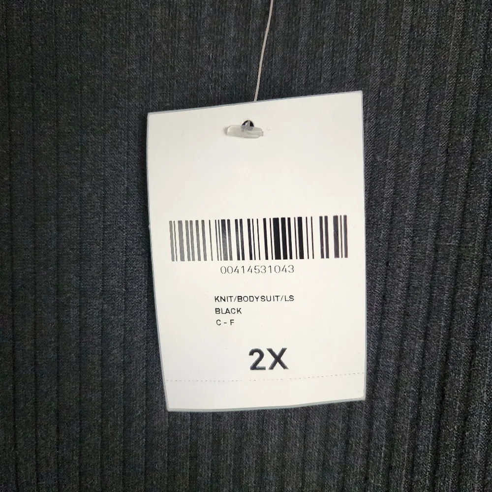 Forever 21 Plus Bodysuit Ribbed Black Knit Puff Long Sleeve NWT Size 2X - Picture 6 of 16